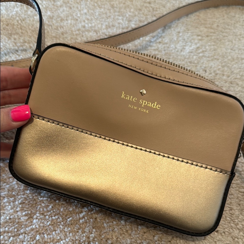 Kate Spade Gold and Tan Crossbody Bag